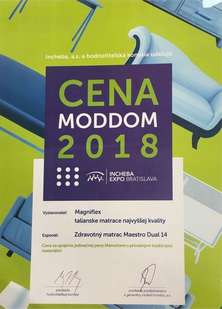 Luxusný zdravotný matrac Maestro získal CENU MODDOM 2018